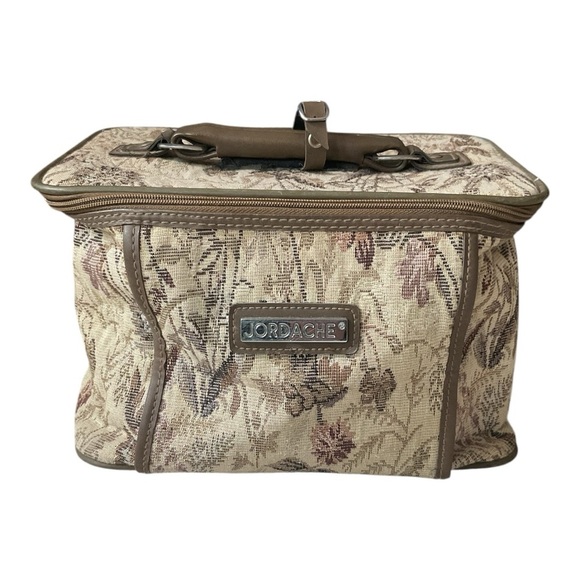 Jordache Travel Bag & Train Case Set Floral Tapestry Print Vintage Luggage - Picture 8 of 13